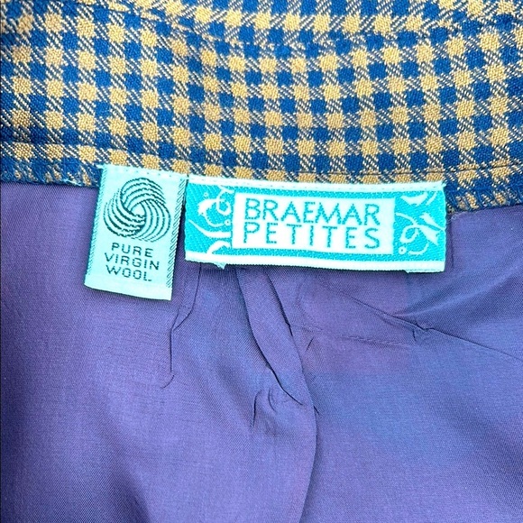 Vintage Braemar Petites Pure Virgin Wool Brown Checkered Women's Skirt Lined - Picture 5 of 11
